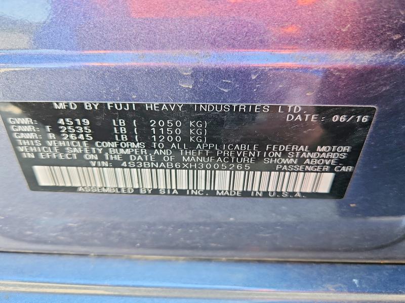 65589736 :رقم المزاد ، 4S3BNAB6XH3005265 vin ، 2017 Subaru Legacy مزاد بيع