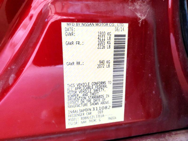 2015 Nissan Altima მანქანა იყიდება აუქციონზე, vin: 1N4AL3AP0FN311082, აუქციონის ნომერი: 63475826