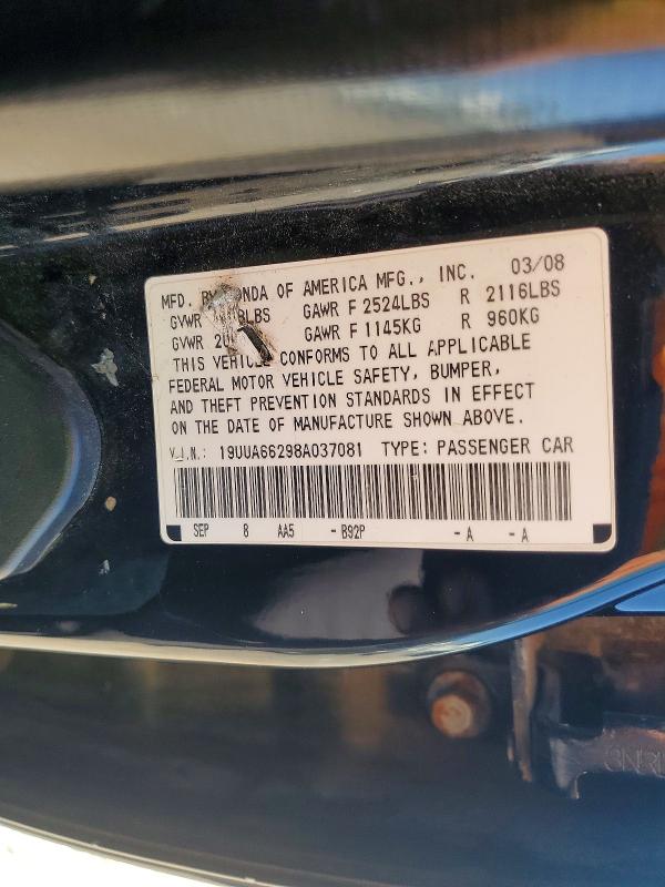 2008 Acura Tl მანქანა იყიდება აუქციონზე, vin: 19UUA66298A037081, აუქციონის ნომერი: 65051486