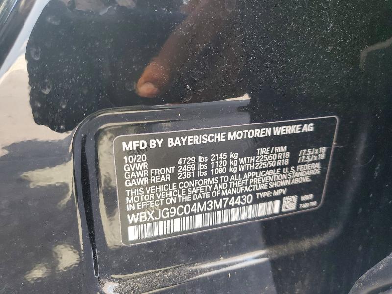 Aukcja sprzedaży 2021 Bmw X1, vin: WBXJG9C04M3M74430, numer aukcji: 63135516