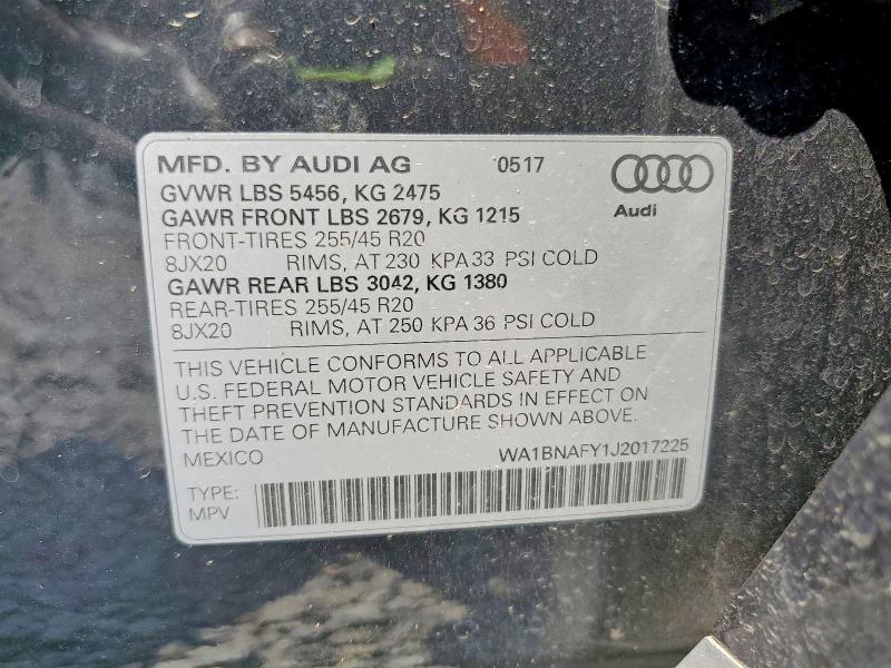 Продаж на аукціоні авто 2018 Audi Q5, vin: WA1BNAFY1J2017225, номер лоту: 66146686