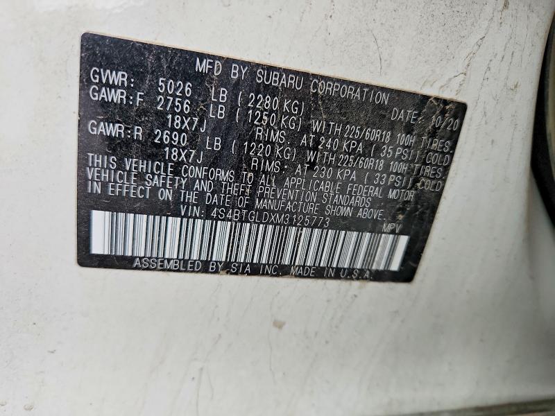 Auction sale of the 2021 Subaru Outback, vin: 4S4BTGLDXM3125773, lot number: 64035016