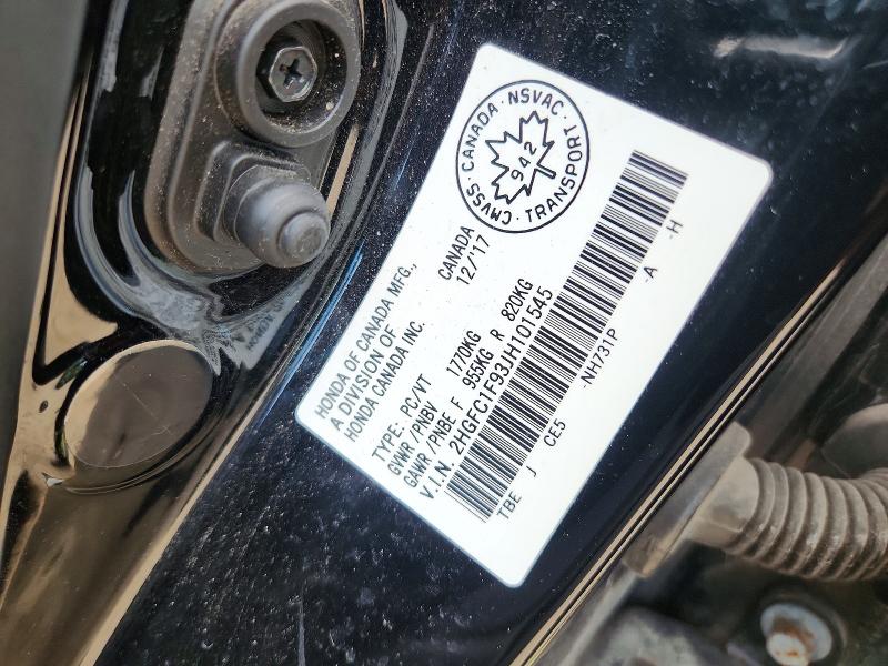 Продажа на аукционе авто 2018 Honda Civic, vin: 2HGFC1F93JH101545, номер лота: 64580746