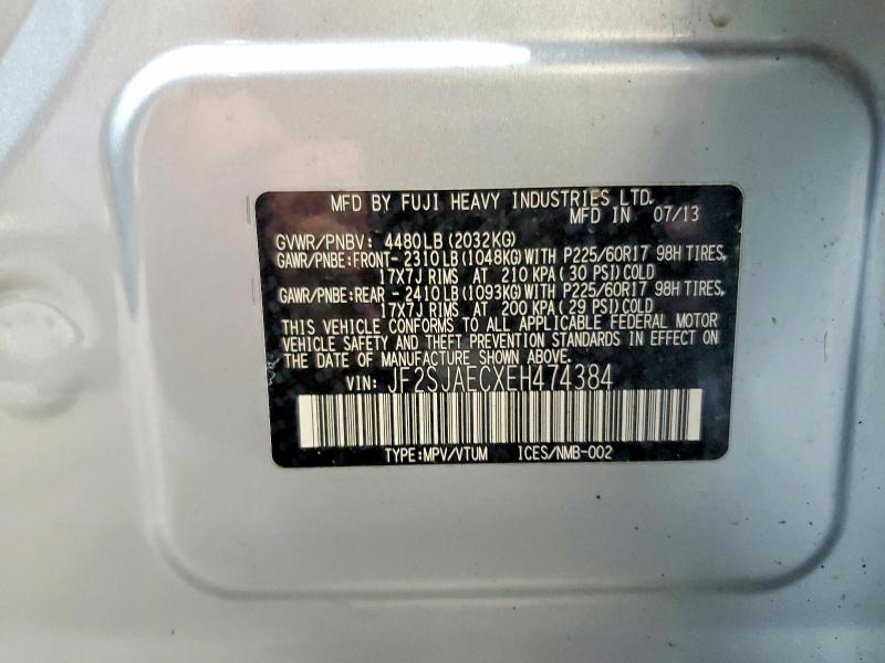66769876 :رقم المزاد ، JF2SJAECXEH474384 vin ، 2014 Subaru Forester مزاد بيع