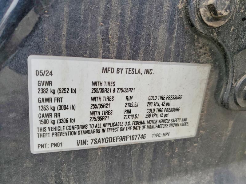 2024 Tesla Model Y მანქანა იყიდება აუქციონზე, vin: 7SAYGDEF9RF107746, აუქციონის ნომერი: 65355446