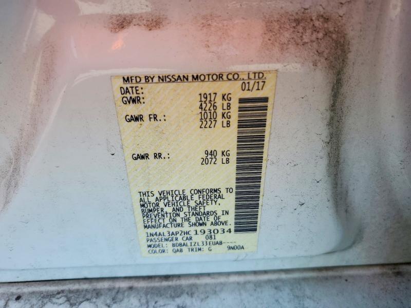 Продаж на аукціоні авто 2017 Nissan Altima, vin: 1N4AL3AP2HC193034, номер лоту: 67121876