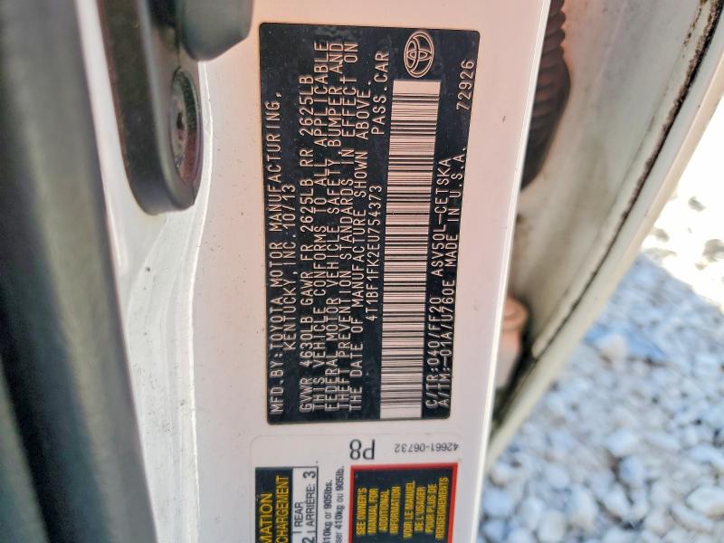 66181166 :رقم المزاد ، 4T1BF1FK2EU754373 vin ، 2014 Toyota Camry مزاد بيع