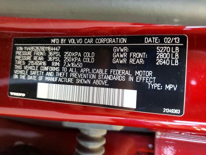 85964815 :رقم المزاد ، YV4952BZ8D1164447 vin ، 2013 Volvo Xc70 مزاد بيع