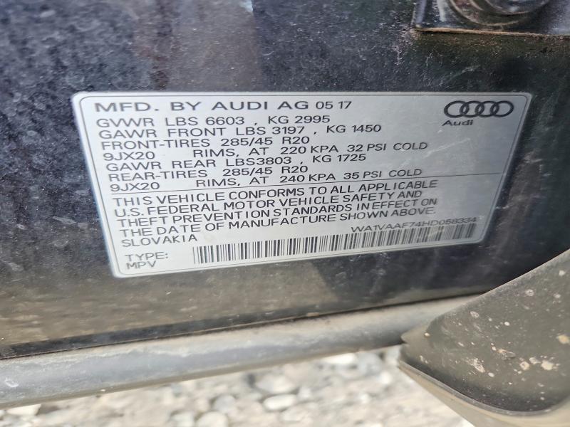 Aukcja sprzedaży 2017 Audi Q7, vin: WA1VAAF74HD058334, numer aukcji: 67132156