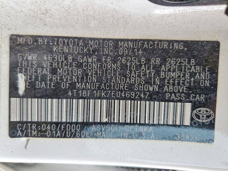 63711696 :رقم المزاد ، 4T1BF1FK7EU469247 vin ، 2014 Toyota Camry مزاد بيع