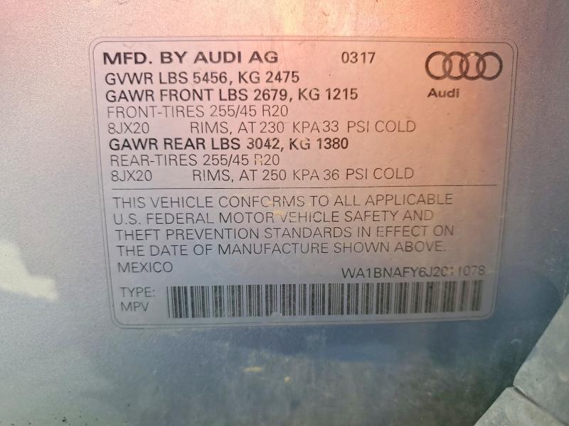 Aukcja sprzedaży 2018 Audi Q5, vin: WA1BNAFY6J2011078, numer aukcji: 67157136