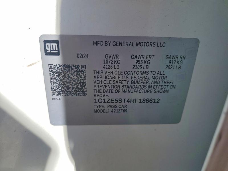 Aukcja sprzedaży 2024 Chevrolet Malibu, vin: 1G1ZE5ST4RF186612, numer aukcji: 64499246