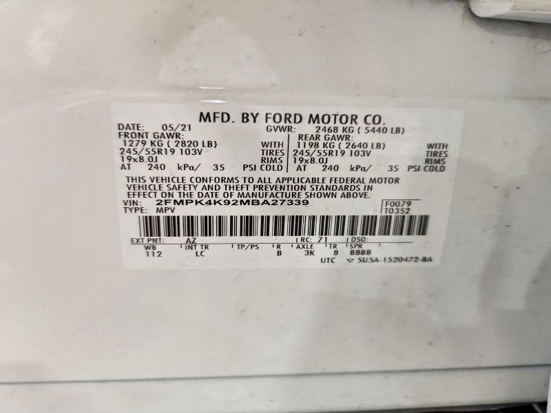 Продажа на аукционе авто 2021 Ford Edge, vin: 2FMPK4K92MBA27339, номер лота: 63762016