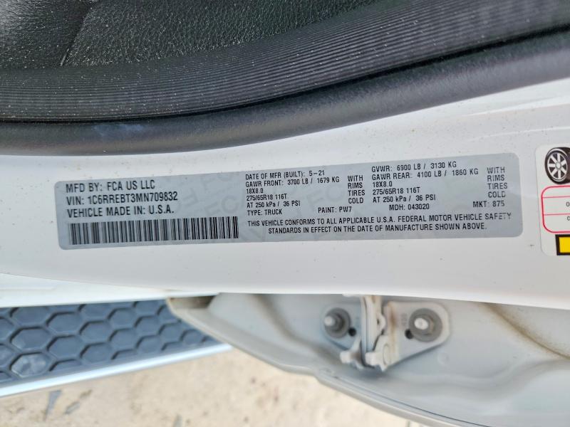 63678496 :رقم المزاد ، 1C6RREBT3MN709832 vin ، 2021 Ram 1500 مزاد بيع