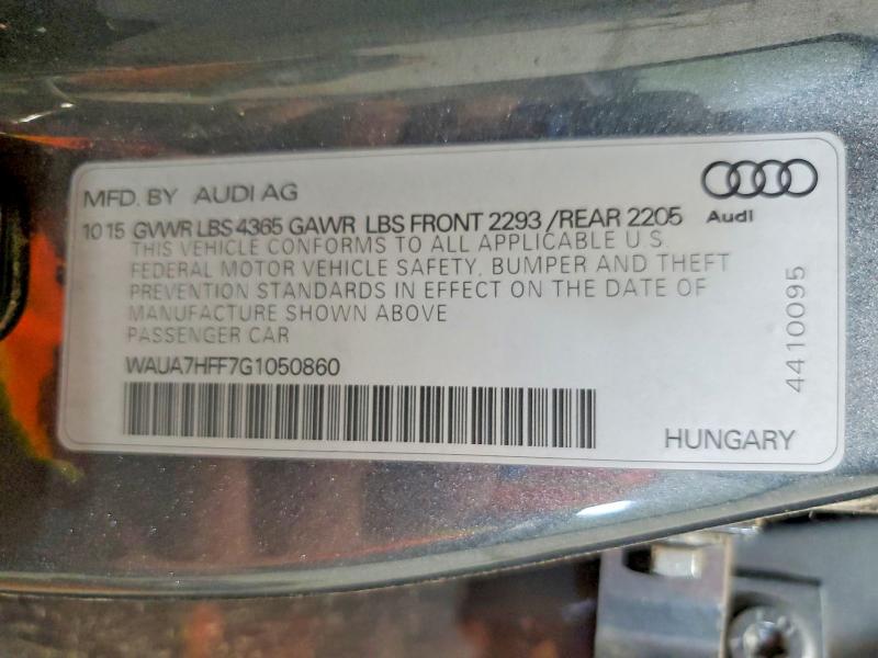 2016 Audi A3 მანქანა იყიდება აუქციონზე, vin: WAUA7HFF7G1050860, აუქციონის ნომერი: 63927166