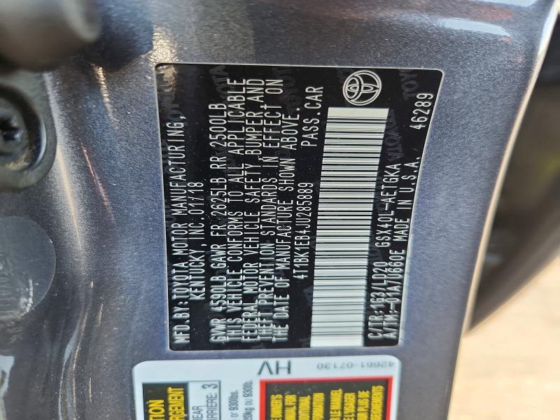 64647146 :رقم المزاد ، 4T1BK1EB4JU285889 vin ، 2018 Toyota Avalon مزاد بيع