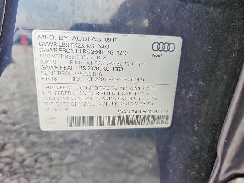 Aukcja sprzedaży 2016 Audi Q5, vin: WA1L2AFP5GA061716, numer aukcji: 63485446