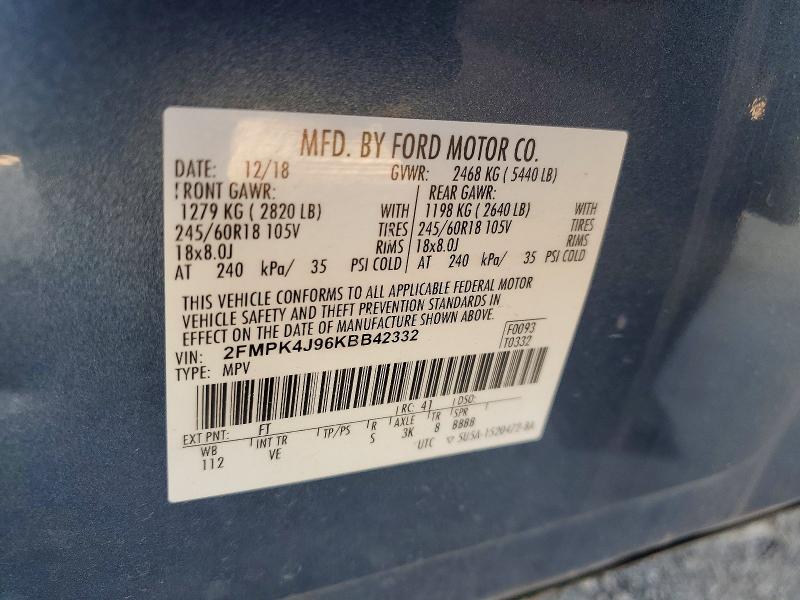 Продажа на аукционе авто 2019 Ford Edge, vin: 2FMPK4J96KBB42332, номер лота: 61326086