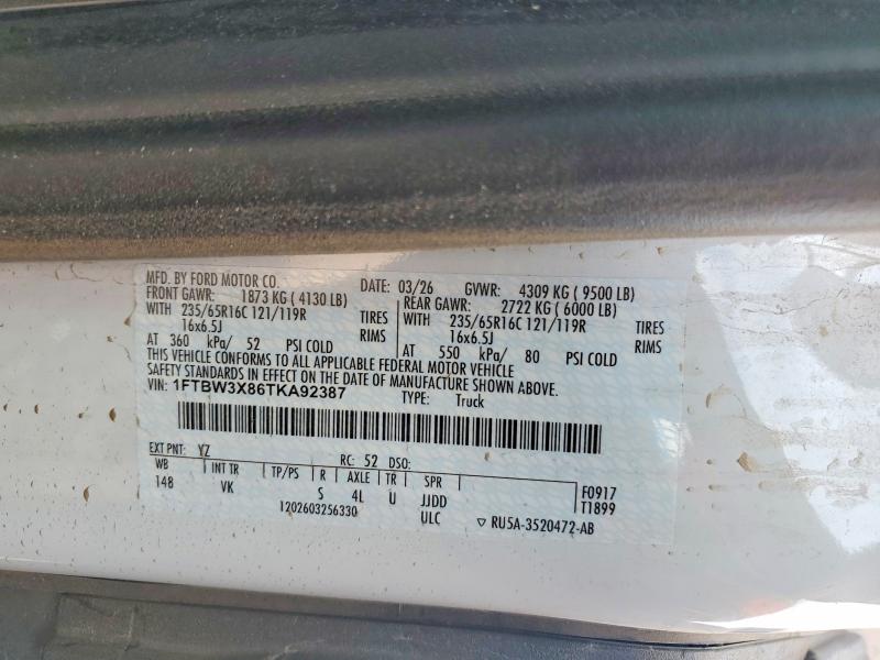 2026 Ford Transit მანქანა იყიდება აუქციონზე, vin: 1FTBW3X86TKA92387, აუქციონის ნომერი: 64607276