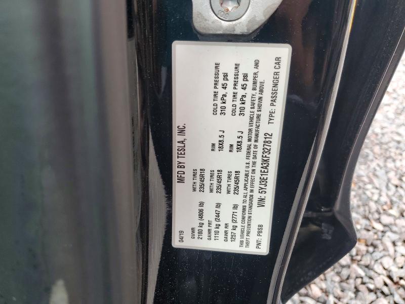 Aukcja sprzedaży 2019 Tesla Model 3, vin: 5YJ3E1EA3KF327812, numer aukcji: 64736026