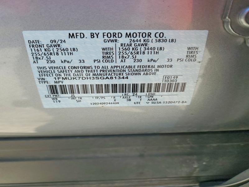 Продаж на аукціоні авто 2025 Ford Explorer, vin: 1FMUK7DH3SGA81344, номер лоту: 66034856
