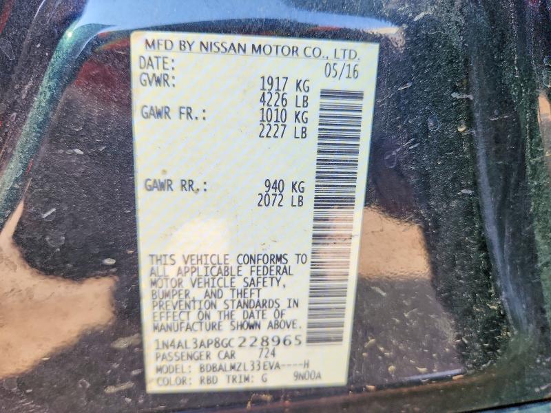 Продажа на аукционе авто 2016 Nissan Altima, vin: 1N4AL3AP8GC228965, номер лота: 64770746