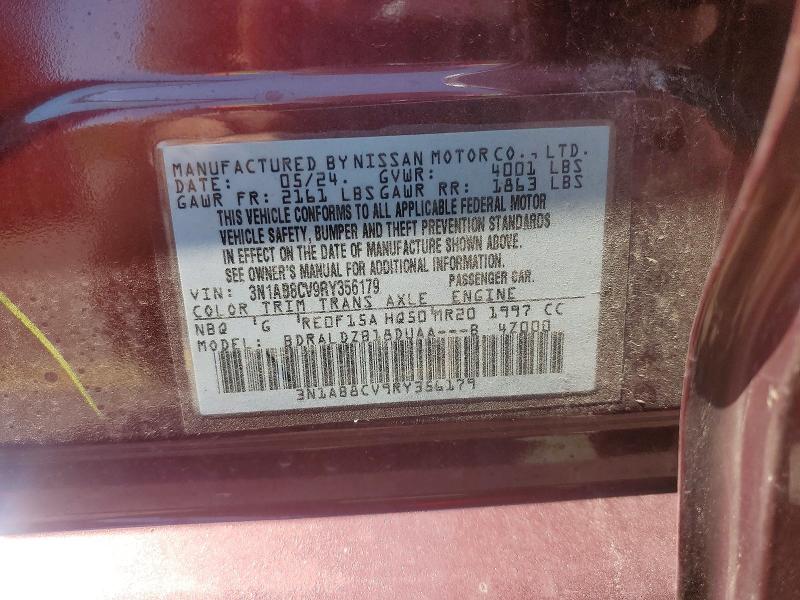 Aukcja sprzedaży 2024 Nissan Sentra, vin: 3N1AB8CV9RY356179, numer aukcji: 63297076