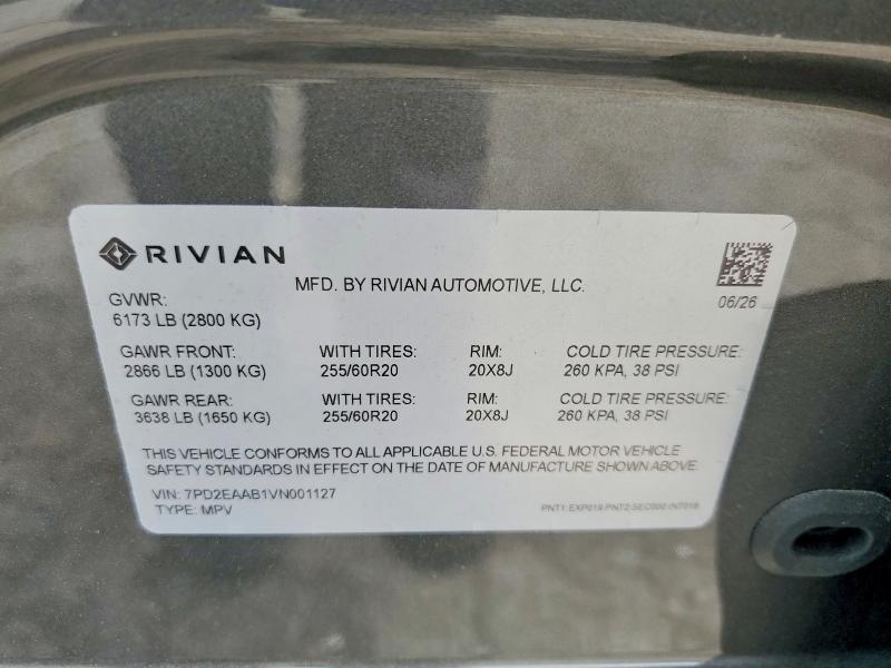 64837556 :رقم المزاد ، 7PD2EAAB1VN001127 vin ، 2027 Rivian R2 مزاد بيع