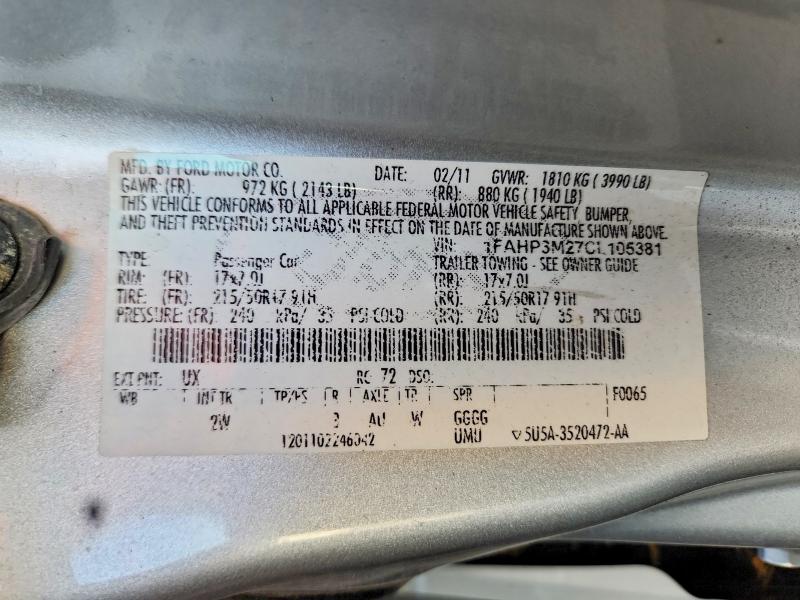Продажа на аукционе авто 2012 Ford Focus, vin: 1FAHP3M27CL105381, номер лота: 63883436