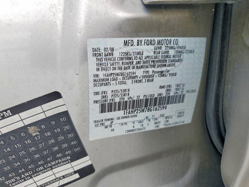 Продаж на аукціоні авто 2008 Ford Taurus, vin: 1FAHP25W78G162594, номер лоту: 64699316