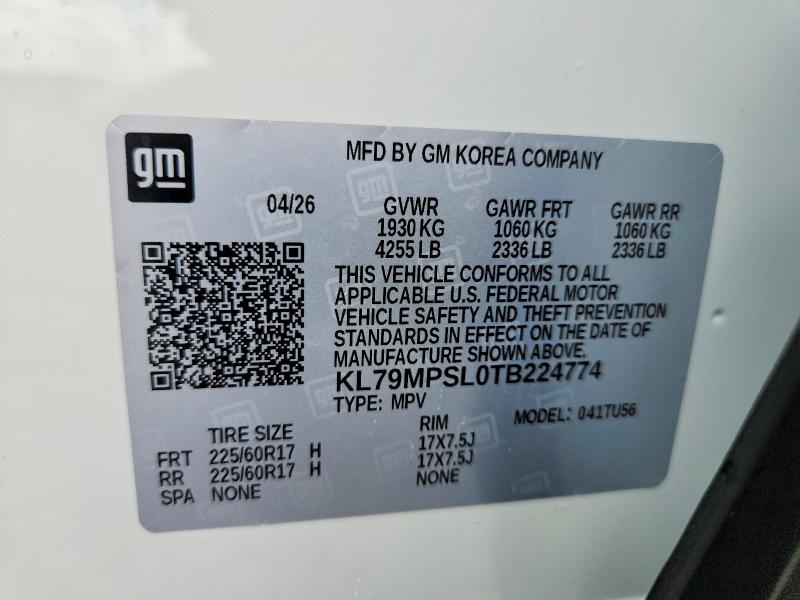 64846226 :رقم المزاد ، KL79MPSL0TB224774 vin ، 2026 Chevrolet Trailblazer مزاد بيع