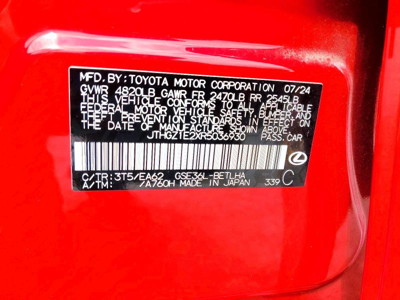 2024 Lexus Is 350 მანქანა იყიდება აუქციონზე, vin: JTHGZ1E2XR5036930, აუქციონის ნომერი: 65141956