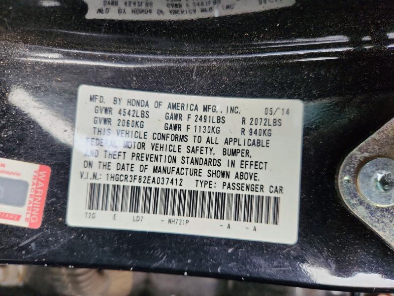 64853726 :رقم المزاد ، 1HGCR3F82EA037412 vin ، 2014 Honda Accord مزاد بيع