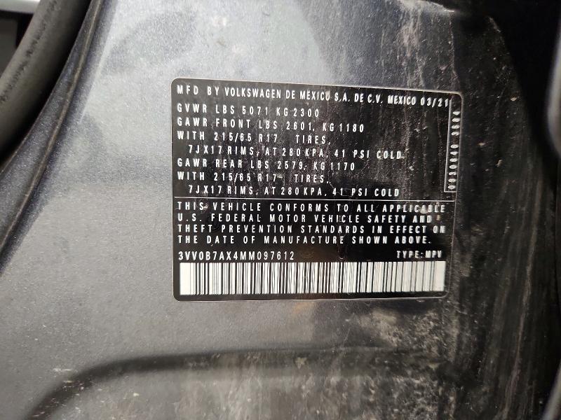 62923496 :رقم المزاد ، 3VV0B7AX4MM097612 vin ، 2021 Volkswagen Tiguan مزاد بيع