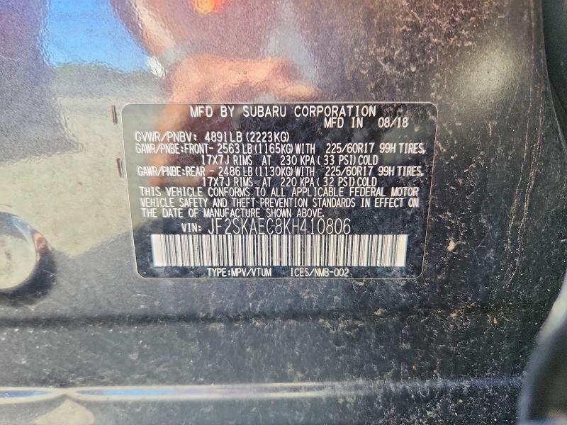 Aukcja sprzedaży 2019 Subaru Forester, vin: JF2SKAEC8KH410806, numer aukcji: 66385406