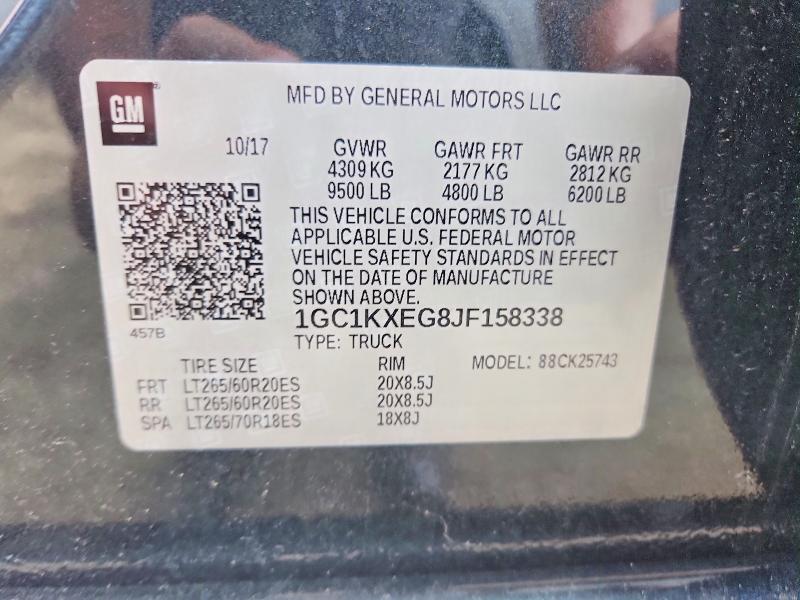 62956976 :رقم المزاد ، 1GC1KXEG8JF158338 vin ، 2018 Chevrolet Silverado مزاد بيع