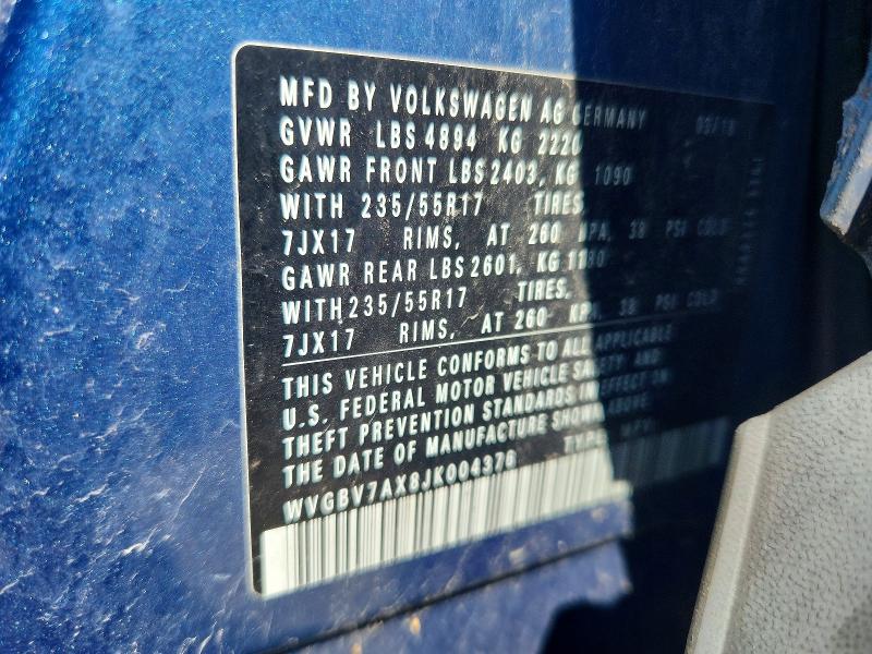 Aukcja sprzedaży 2018 Volkswagen Tiguan Limited, vin: WVGBV7AX8JK004376, numer aukcji: 66440176