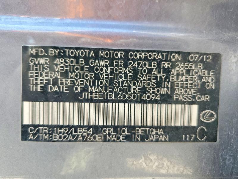 Aukcja sprzedaży 2013 Lexus Gs, vin: JTHBE1BL6D5014094, numer aukcji: 65723226