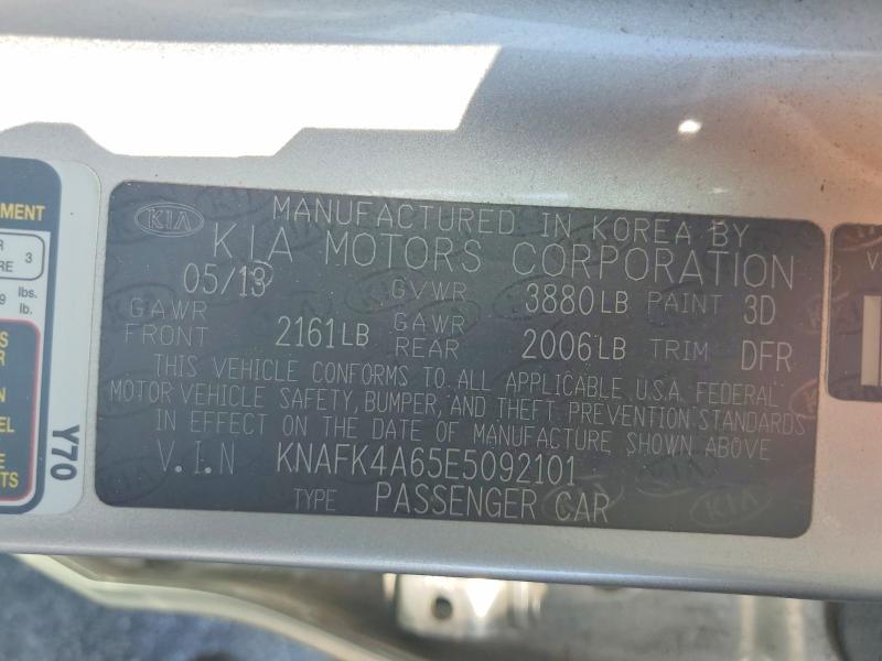 64284406 :رقم المزاد ، KNAFK4A65E5092101 vin ، 2014 Kia Forte مزاد بيع
