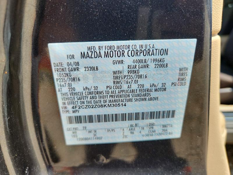 65515206 :رقم المزاد ، 4F2CZ02Z08KM30514 vin ، 2008 Mazda Tribute مزاد بيع