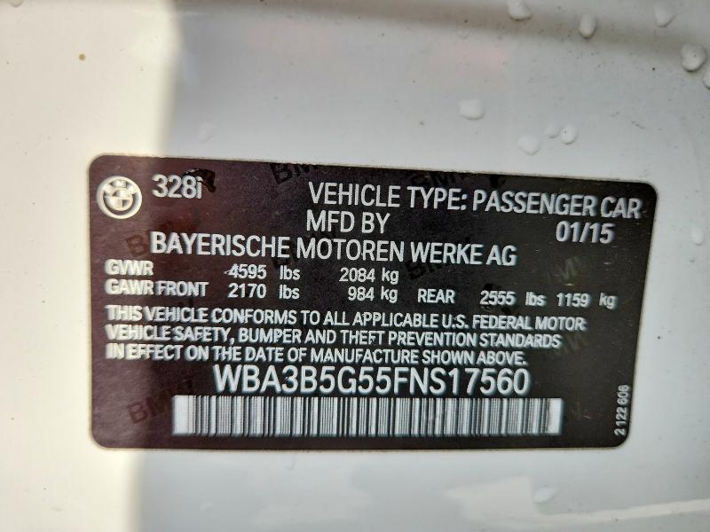Aukcja sprzedaży 2015 Bmw 328, vin: WBA3B5G55FNS17560, numer aukcji: 63848236