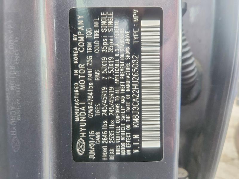 66899446 :رقم المزاد ، KM8J3CA22HU265032 vin ، 2017 Hyundai Tucson مزاد بيع