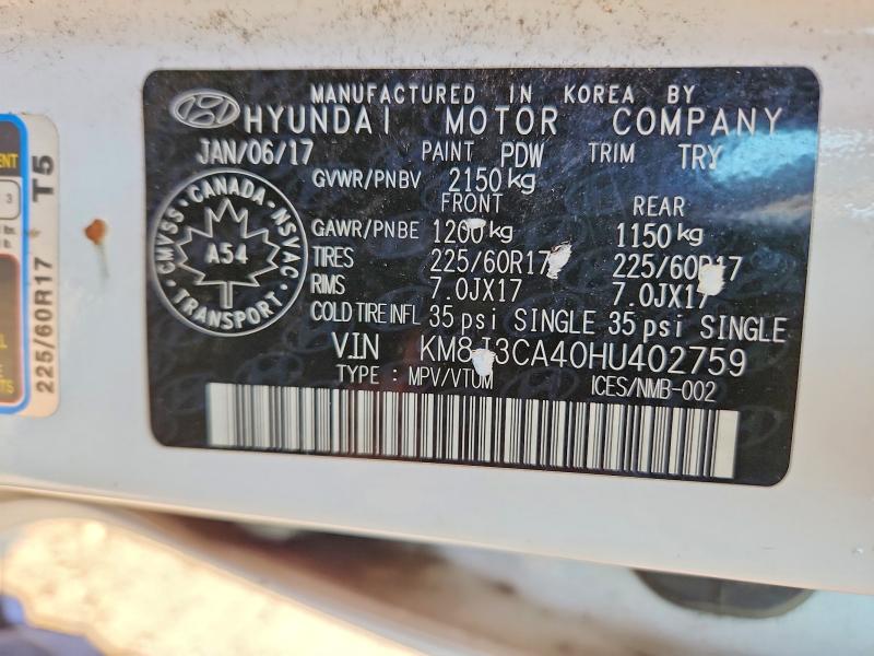 Aukcja sprzedaży 2017 Hyundai Tucson, vin: KM8J3CA40HU402759, numer aukcji: 67154706