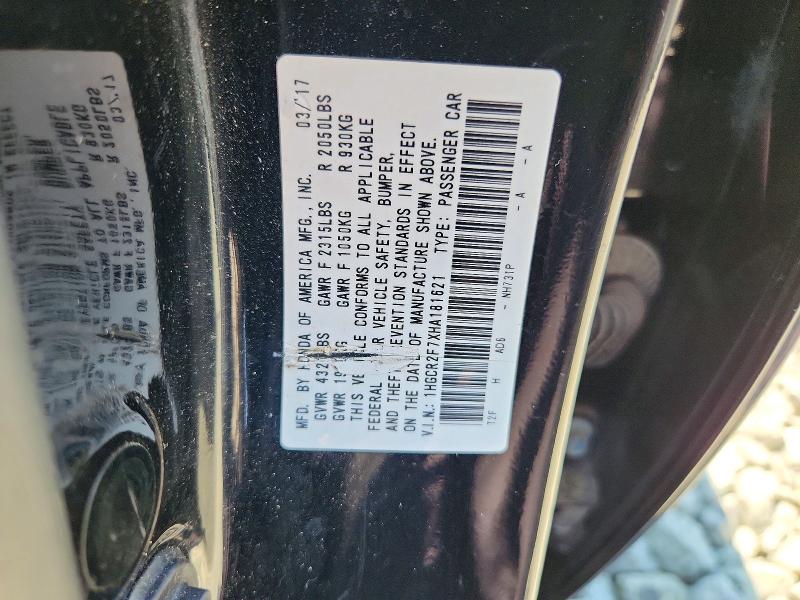 Продажа на аукционе авто 2017 Honda Accord, vin: 1HGCR2F7XHA181621, номер лота: 66654286