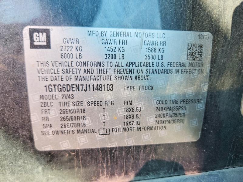 Aukcja sprzedaży 2018 Gmc Canyon, vin: 1GTG6DEN7J1148103, numer aukcji: 65722736