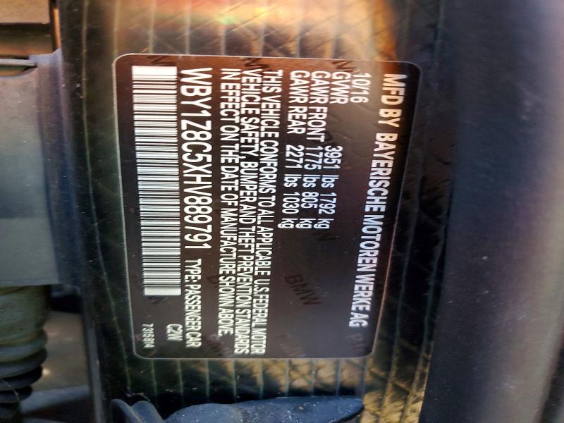 Aukcja sprzedaży 2017 Bmw I3, vin: WBY1Z8C5XHV889791, numer aukcji: 65376166