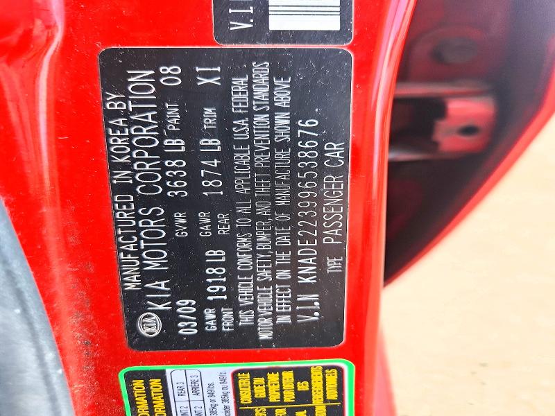 Aukcja sprzedaży 2009 Kia Rio, vin: KNADE223996538676, numer aukcji: 66087496