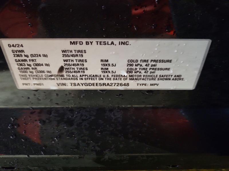 Продажа на аукционе авто 2024 Tesla Model Y, vin: 7SAYGDEE5RA272648, номер лота: 63230696