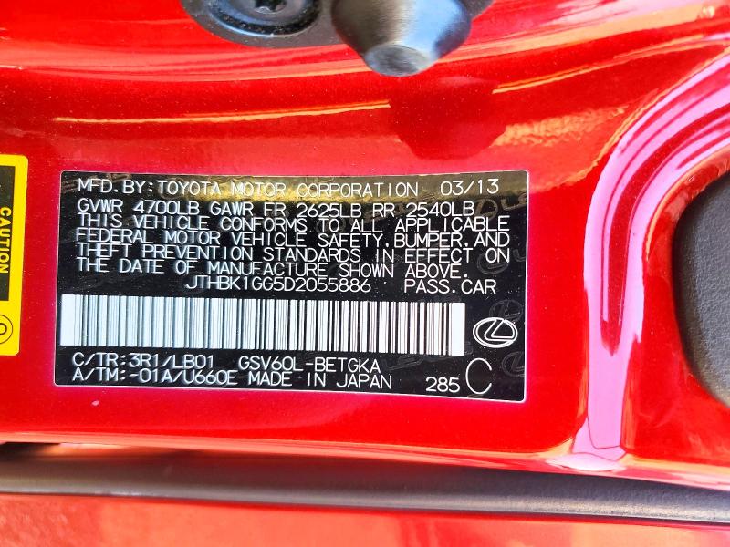 Продаж на аукціоні авто 2013 Lexus Es, vin: JTHBK1GG5D2055886, номер лоту: 66027316