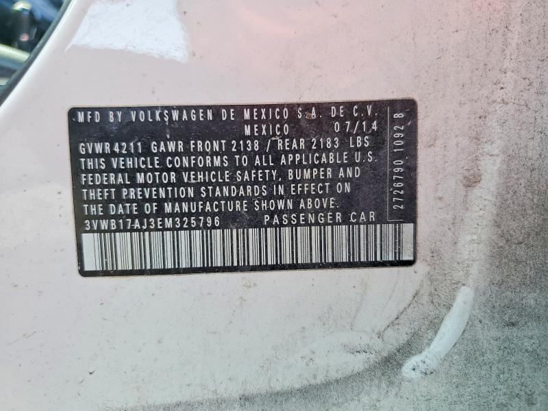 65183346 :رقم المزاد ، 3VWB17AJ3EM325796 vin ، 2014 Volkswagen Jetta مزاد بيع